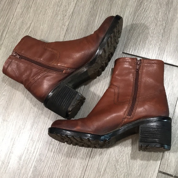 ZODIAC Cognac Brown Leather Gannet Lug Sole Ankle Boots size 9 - Picture 7 of 11